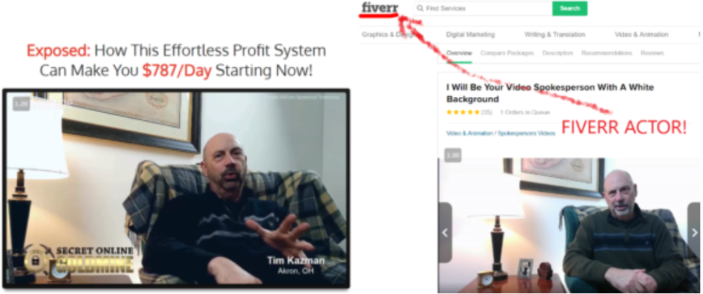 Secret Online Goldmine Review Fake Actors