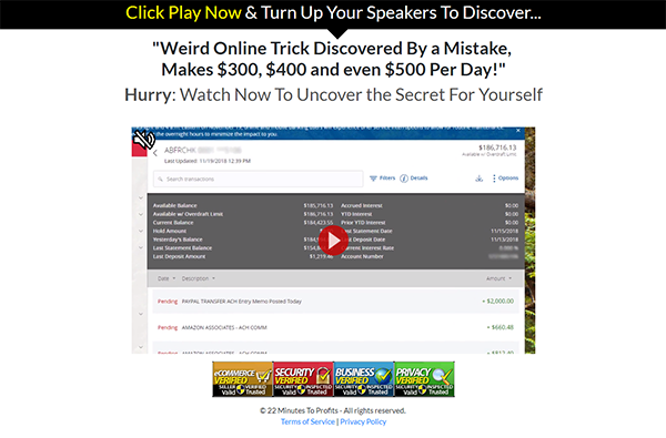 Affiliate Marketing 22 Minutes To Profits Marketing Video Landing Page