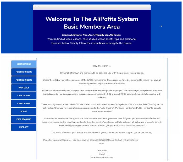 Affiliate Marketing Aliprofits System Members Area