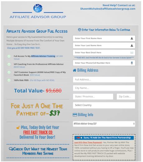 Affiliate Marketing Affiliate Advisor Group Instant Access Page