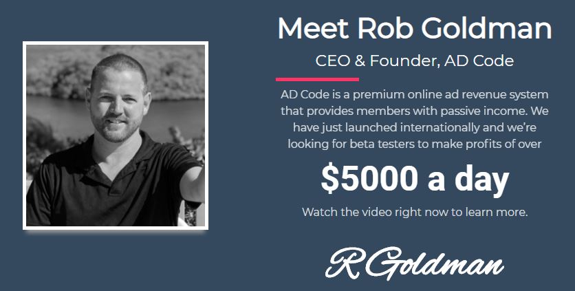 Affiliate Marketing Ad Code CEO Rob Goldman