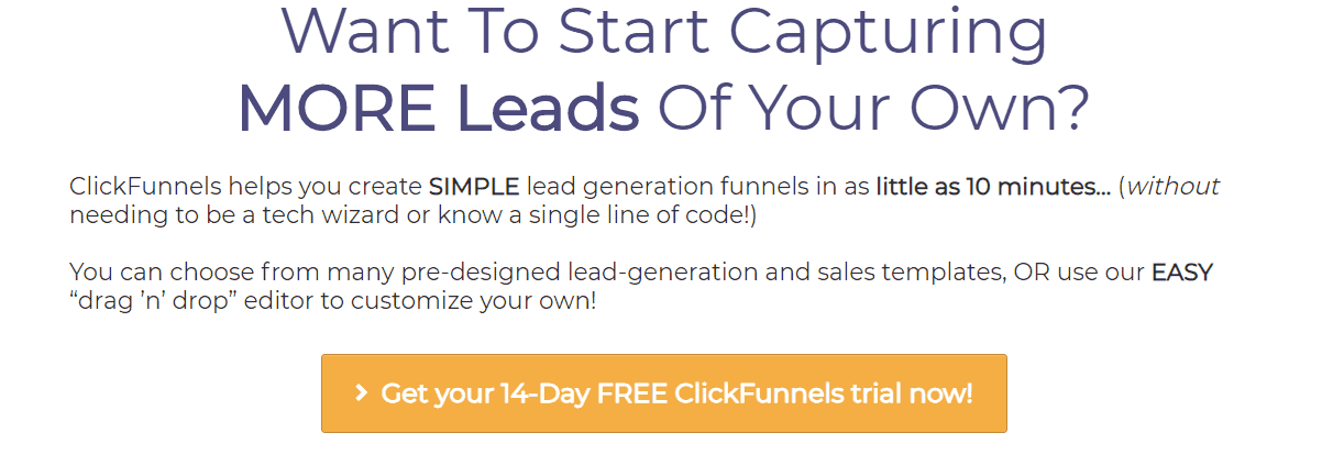 Affiliate Marketing ClickFunnels Lead Funnels 14 Day Trial Offer