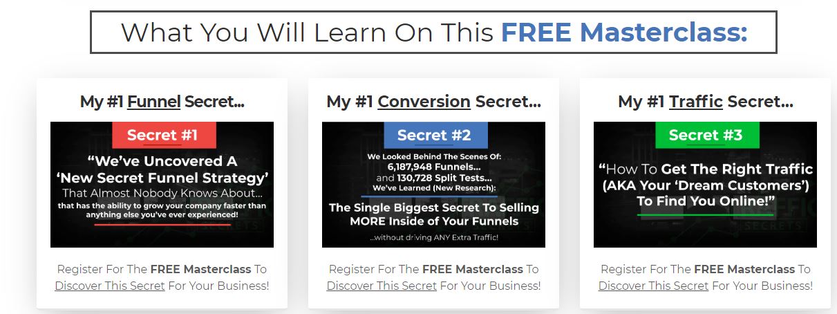Affiliate Marketing ClickFunnels Secrets Masterclass Free Webinar 3 Secrets