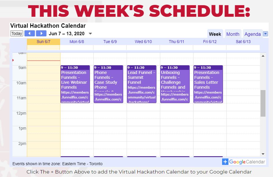 Affiliate Marketing ClickFunnels Virtual Hackathon Schedule