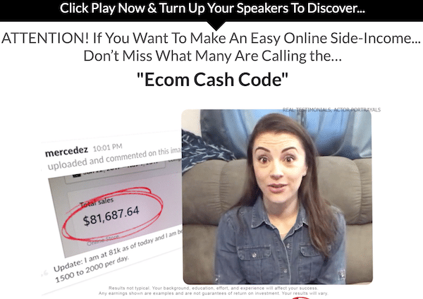 Affiliate Marketing Ecom Cash Code Income Claim Testimonial