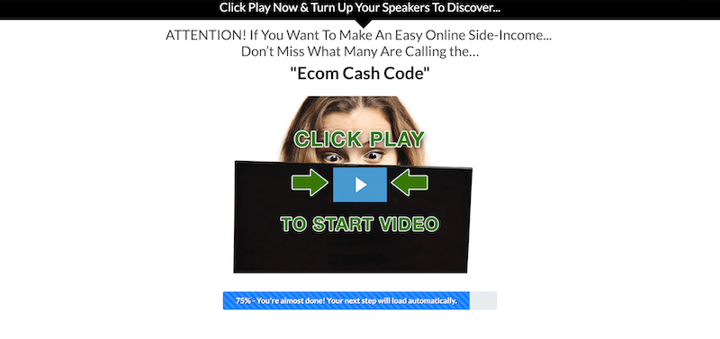 Affiliate Marketing Ecom Cash Code Landing Page