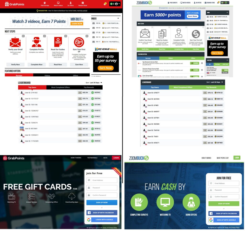 Affiliate Marketing GrabPoints And ZoomBucks Comparison