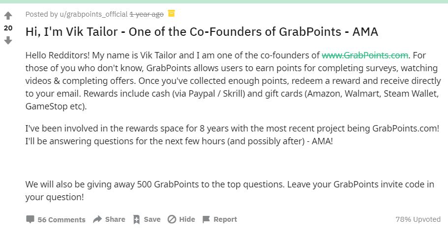 Affiliate Marketing GrabPoints Vikas Tailer AMA Reddit Thread