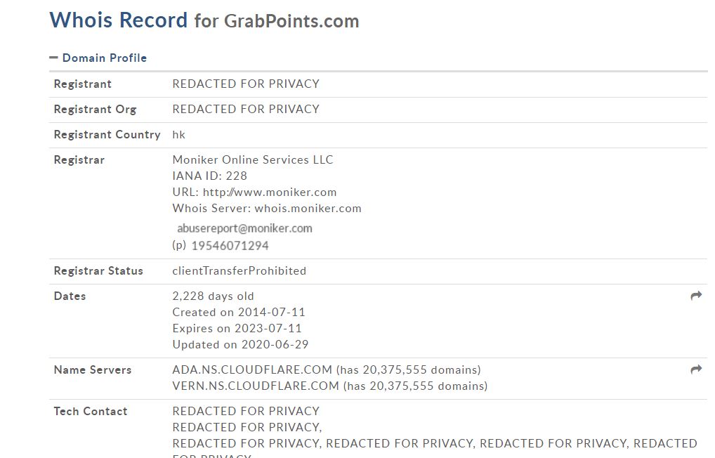 Affiliate Marketing GrabPoints WhoIs Record