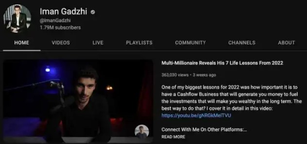 Iman Gadzhi Networth Youtube Channel